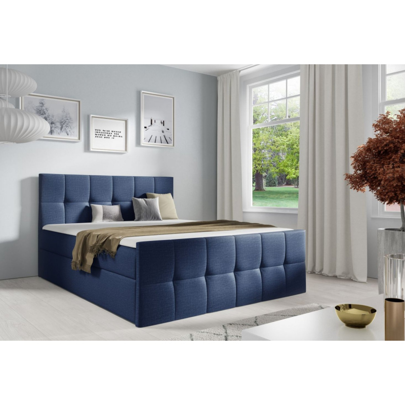 Manželská postel CHLOE - 200x200, modrá 3 + topper ZDARMA