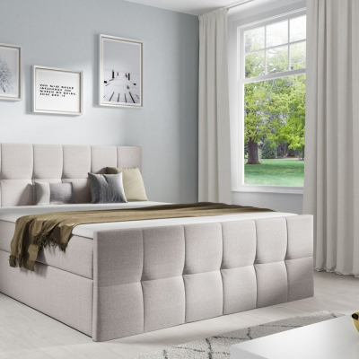 Manželská postel CHLOE - 180x200, béžová + topper ZDARMA