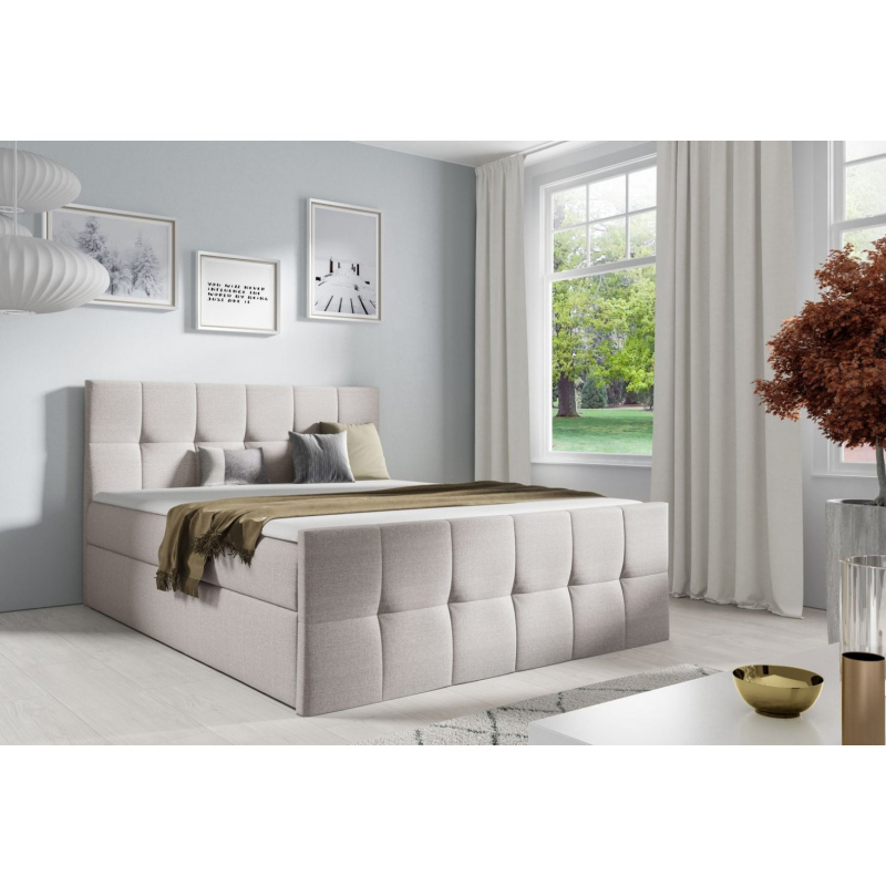 Manželská postel CHLOE - 180x200, béžová + topper ZDARMA