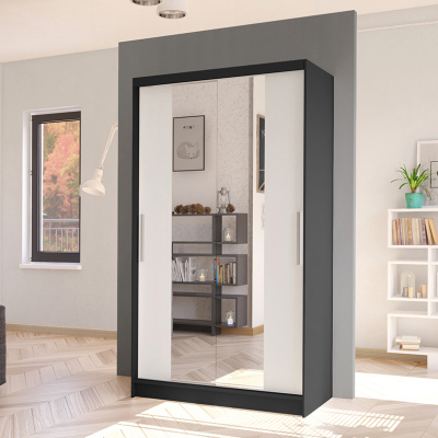 Moderní šatní skříň BRUNO 2 - šířka 100 cm, černá / bílá