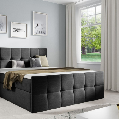 Manželská postel CHLOE - 160x200, černá + topper ZDARMA