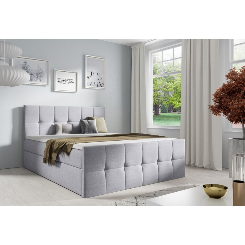 Manželská postel CHLOE - 160x200, světle šedá 2 + topper ZDARMA