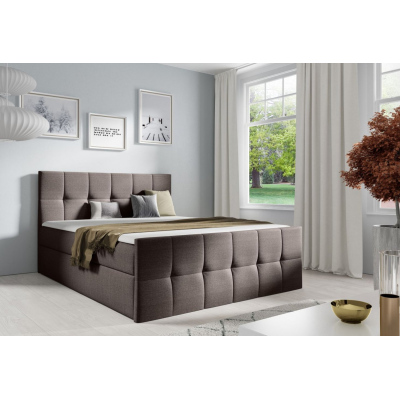 Manželská postel CHLOE - 160x200, hnědá + topper ZDARMA
