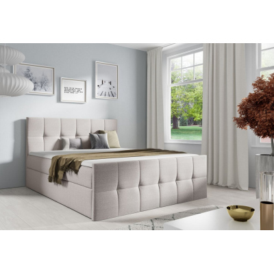 Manželská postel CHLOE - 160x200, béžová + topper ZDARMA