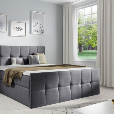Manželská postel CHLOE - 160x200, šedá + topper ZDARMA