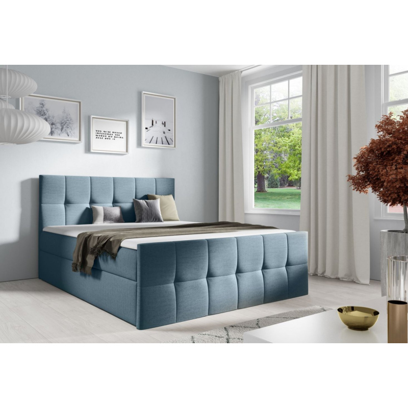Manželská postel CHLOE - 140x200, modrá + topper ZDARMA