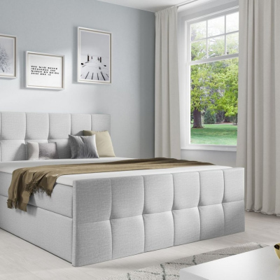 Manželská postel CHLOE - 140x200, světle šedá 1 + topper ZDARMA