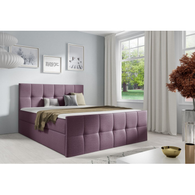 Manželská postel CHLOE - 140x200, fialová 1 + topper ZDARMA