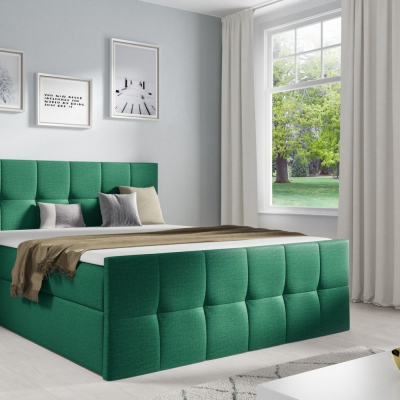 Manželská postel CHLOE - 140x200, zelená 1 + topper ZDARMA