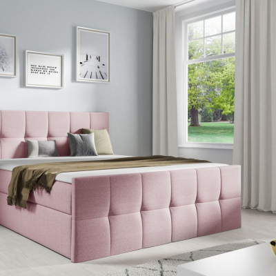 Jednolůžková postel CHLOE - 120x200, růžová + topper ZDARMA