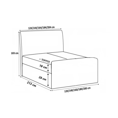 Jednolůžková postel CHLOE - 120x200, lososová + topper ZDARMA