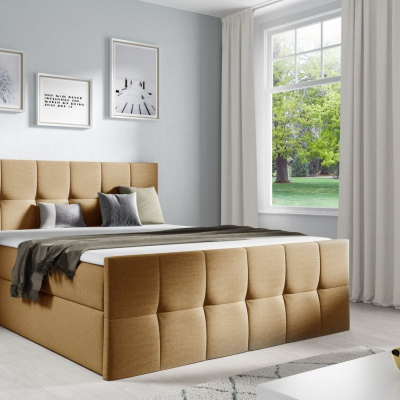 Jednolůžková postel CHLOE - 120x200, světle hnědá + topper ZDARMA