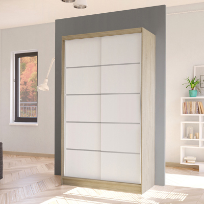 Elegantní šatní skříň ARINI 4 - šířka 100 cm, dub sonoma / bílá