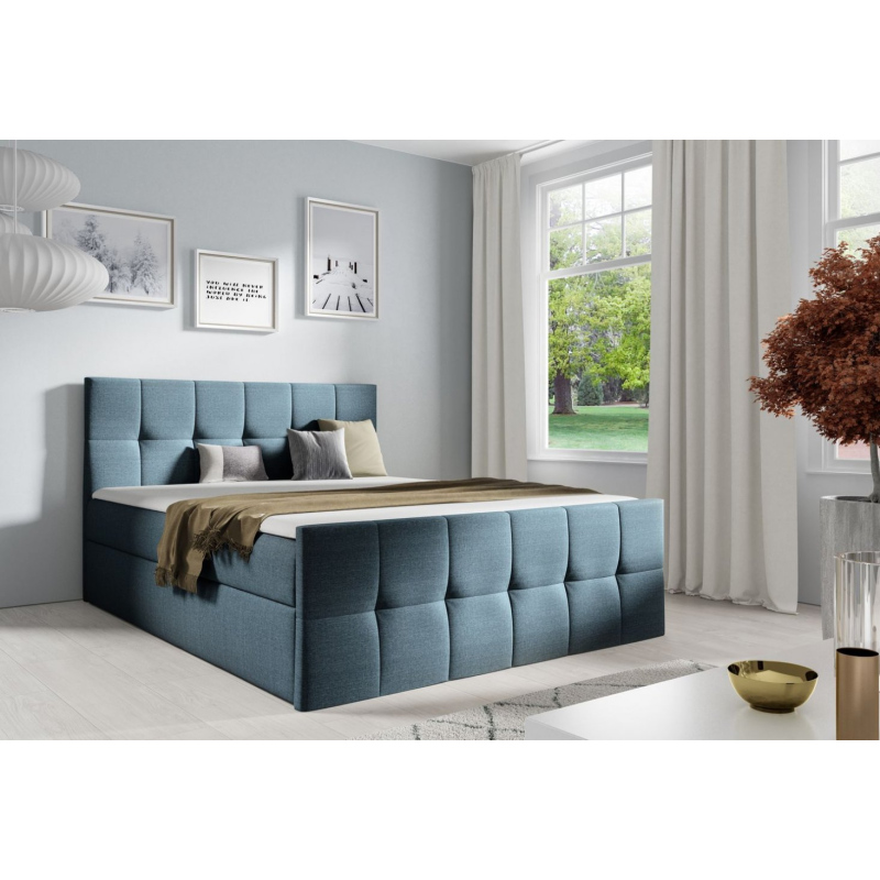 Jednolůžková postel CHLOE - 120x200, modrá 2 + topper ZDARMA
