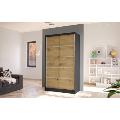Elegantní šatní skříň ARINI 4 - šířka 100 cm, černá / dub artisan