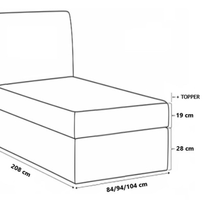 Boxspringová postel CELESTA MINI - 100x200, šedá + topper ZDARMA
