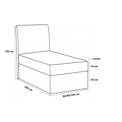 Boxspringová postel CELESTA MINI - 100x200, modrá + topper ZDARMA