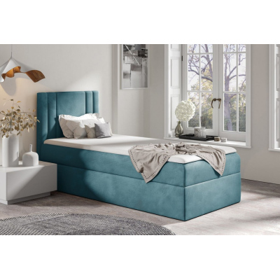 Boxspringová postel CELESTA MINI - 90x200, modrá + topper ZDARMA