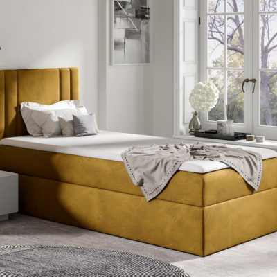 Boxspringová postel CELESTA MINI - 90x200, žlutá + topper ZDARMA