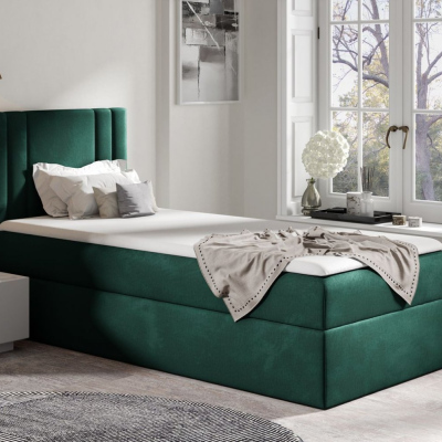 Boxspringová postel CELESTA MINI - 90x200, zelená + topper ZDARMA