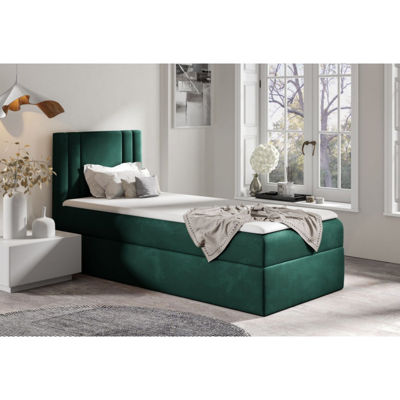 Boxspringová postel CELESTA MINI - 90x200, zelená + topper ZDARMA
