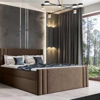 Boxspringová postel CELESTA - 200x200, hnědá + topper ZDARMA