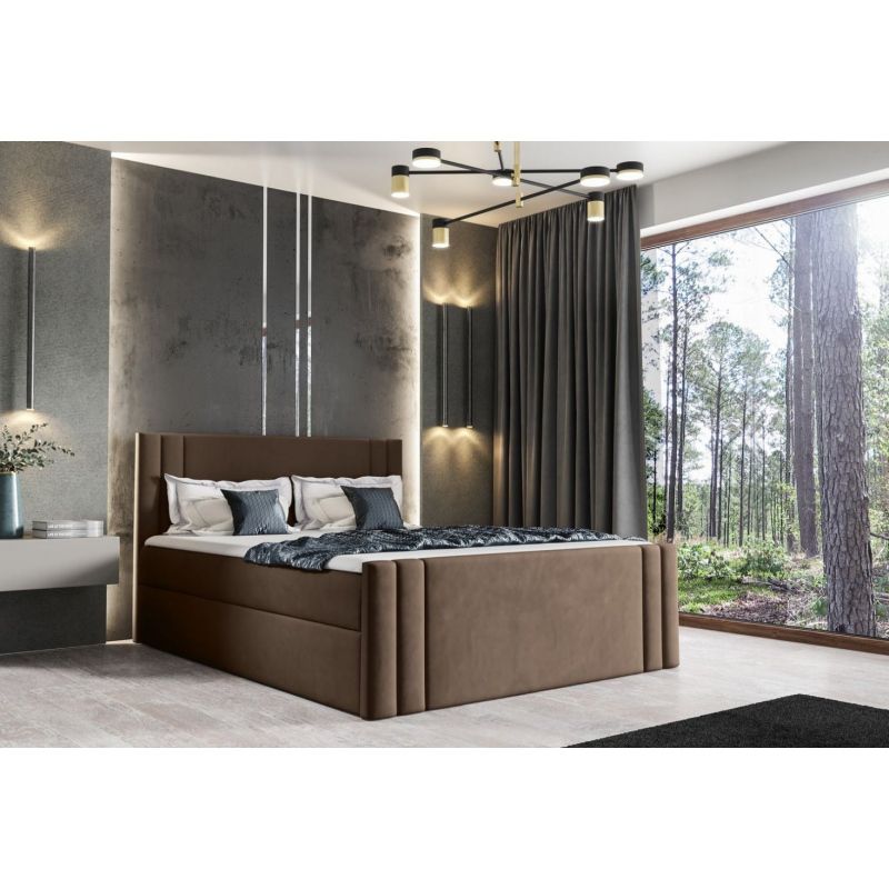 Boxspringová postel CELESTA - 200x200, hnědá + topper ZDARMA