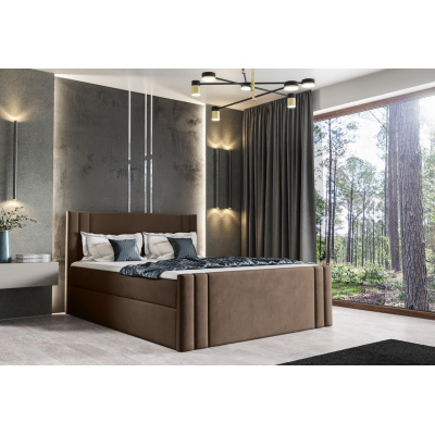 Boxspringová postel CELESTA - 200x200, hnědá + topper ZDARMA