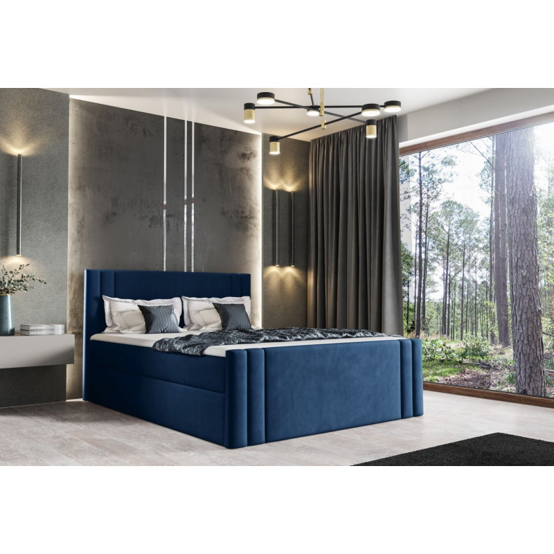 Boxspringová postel CELESTA - 200x200, modrá + topper ZDARMA