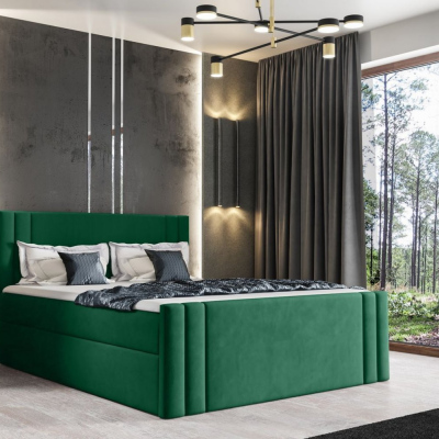 Boxspringová postel CELESTA - 140x200, zelená + topper ZDARMA