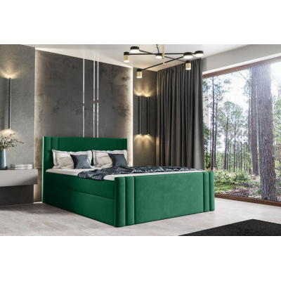 Boxspringová postel CELESTA - 140x200, zelená + topper ZDARMA