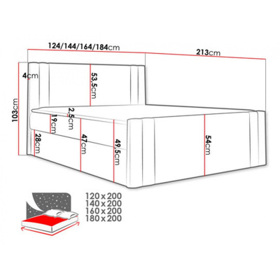 Boxspringová postel CELESTA - 180x200, hnědá + topper ZDARMA