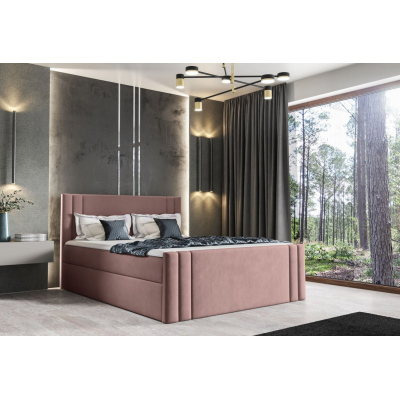 Boxspringová postel CELESTA - 180x200, růžová + topper ZDARMA