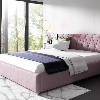 Čalouněná postel MELITA - 200x200, růžová