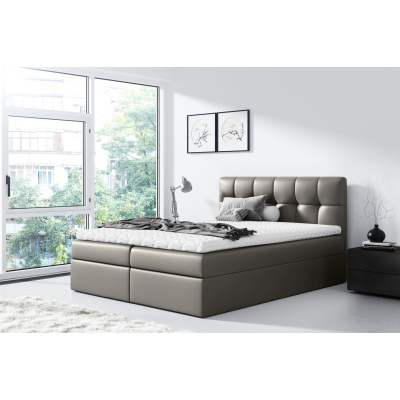 Čalouněná postel REX - 200x200, šedá + topper ZDARMA