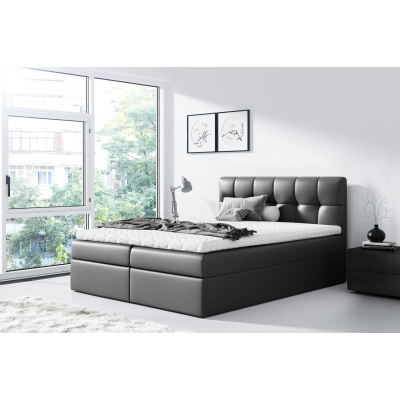 Čalouněná postel REX - 180x200, černá + topper ZDARMA