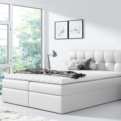 Čalouněná postel REX - 160x200, bílá + topper ZDARMA