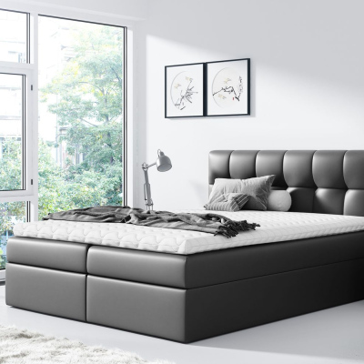 Čalouněná postel REX - 140x200, černá + topper ZDARMA