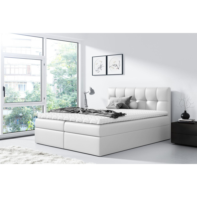Čalouněná postel REX - 120x200, bílá + topper ZDARMA