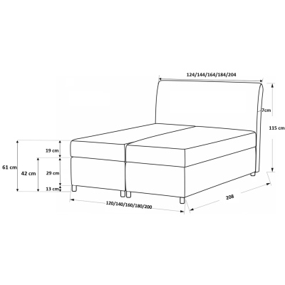 Elegantní postel FLOKI - 200x200, bílá + topper ZDARMA