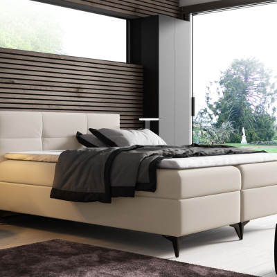 Elegantní postel FLOKI - 200x200, béžová + topper ZDARMA