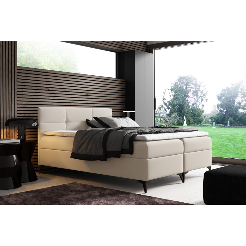 Elegantní postel FLOKI - 140x200, béžová + topper ZDARMA