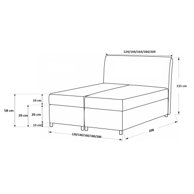 Designová postel FIZA - 200x200, růžová + topper ZDARMA