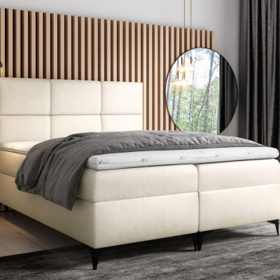 Designová postel FIZA - 200x200, krémová + topper ZDARMA