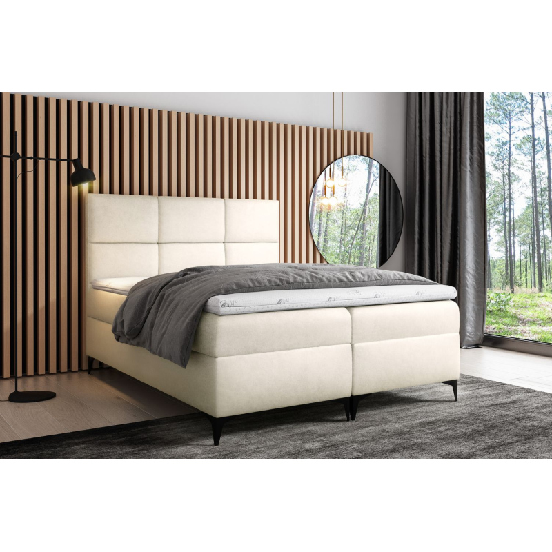 Designová postel FIZA - 180x200, krémová + topper ZDARMA