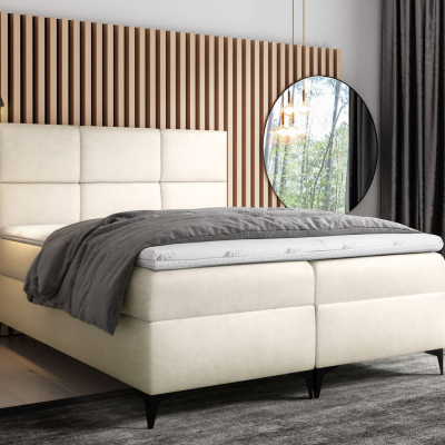 Designová postel FIZA - 160x200, krémová + topper ZDARMA
