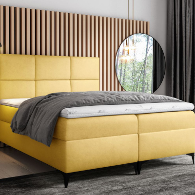 Designová postel FIZA - 140x200, žlutá + topper ZDARMA