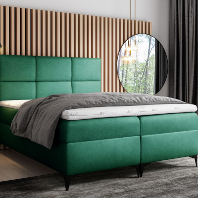 Designová postel FIZA - 140x200, zelená + topper ZDARMA