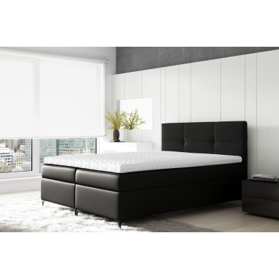 Boxspringová postel BESSIE - 120x200, černá + topper ZDARMA