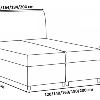 Boxspringová postel BESSIE - 120x200, černá + topper ZDARMA